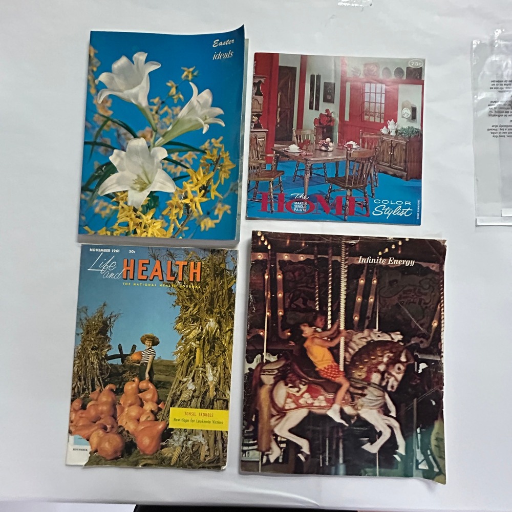 Mid-Century Vintage 1960s Magazine Lot 4pc Life Health Easter Ideals Retro Decor